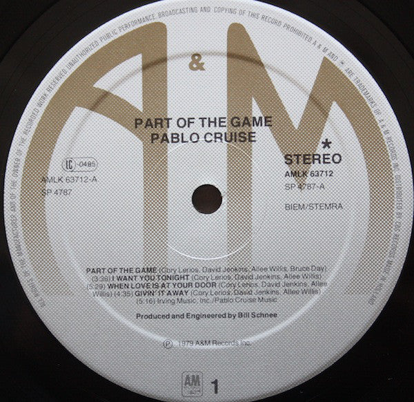 Pablo Cruise : Part Of The Game (LP, Album)