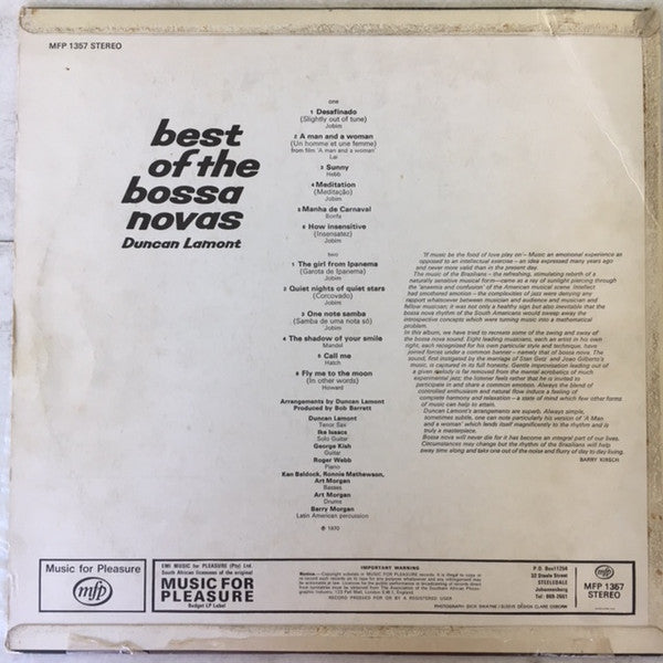 Duncan Lamont : Best Of The Bossa Novas (LP)