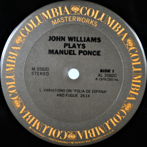 John Williams (7) / Manuel María Ponce Cuéllar : John Williams Plays Manuel Ponce (LP, Album, Pit)