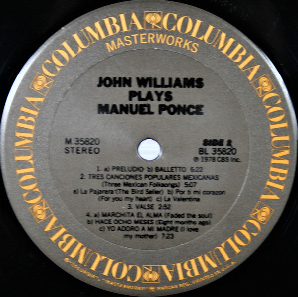 John Williams (7) / Manuel María Ponce Cuéllar : John Williams Plays Manuel Ponce (LP, Album, Pit)