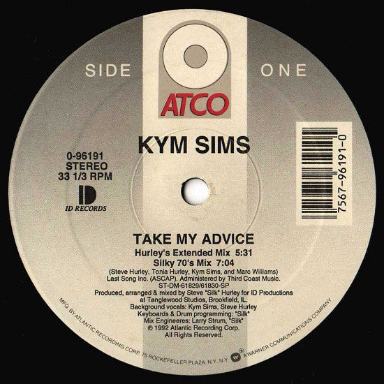 Kym Sims : Take My Advice (12")