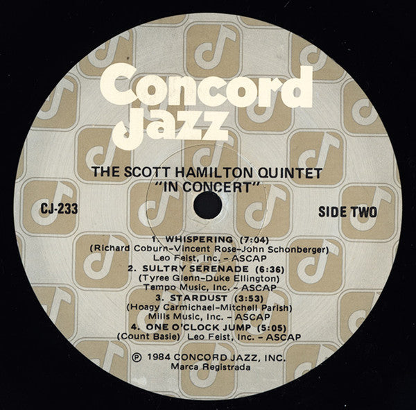 The Scott Hamilton Quintet : In Concert (LP, Album)