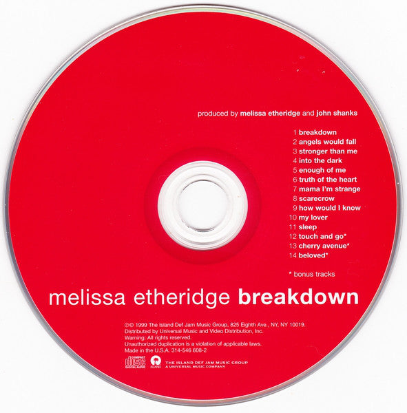 Melissa Etheridge : Breakdown (CD, Album, Enh, Ltd, Dig)