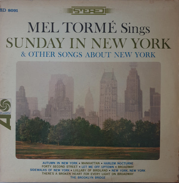 Mel Tormé : Sings Sunday In New York And Other Songs About New York (LP, Album)