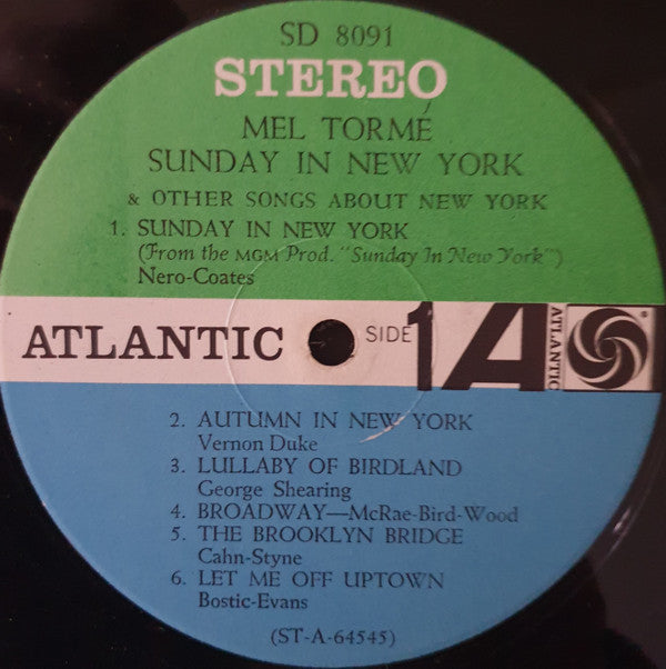 Mel Tormé : Sings Sunday In New York And Other Songs About New York (LP, Album)