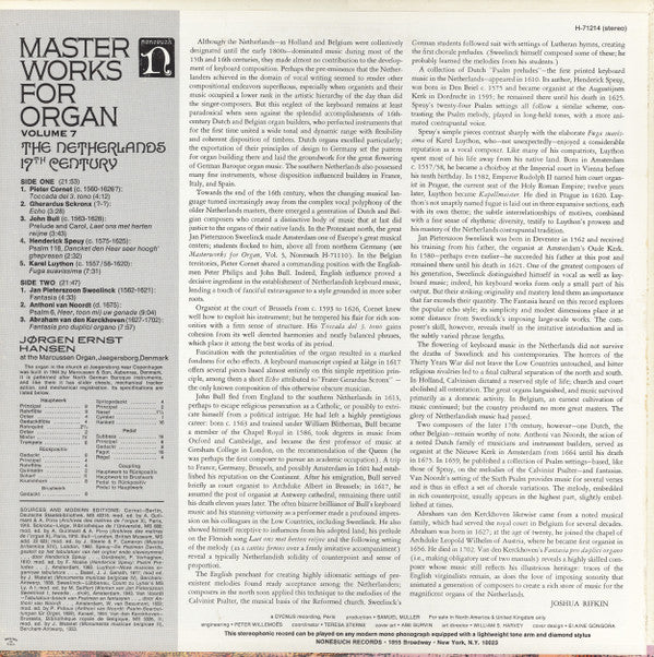 Jørgen Ernst Hansen : Master Works For Organ Volume 7 - The Netherlands 17th Century (LP, Album)