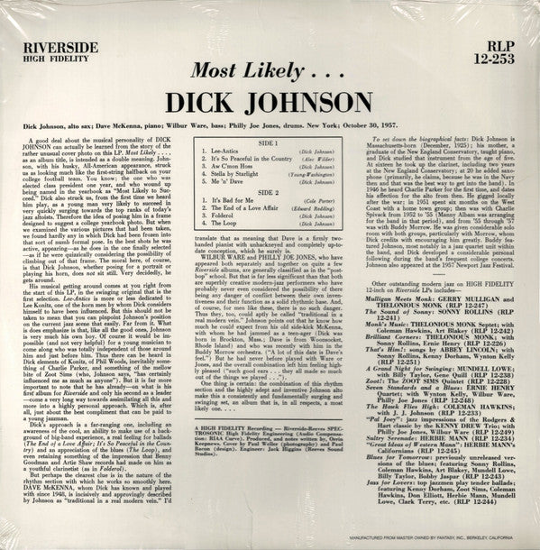 Dick Johnson (3) : Most Likely... (LP, Album, RE)