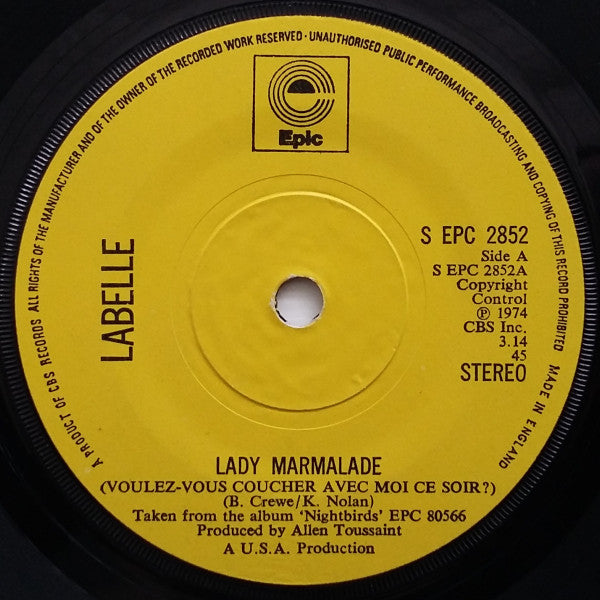 Labelle : Lady Marmalade (Voulez-Vous Coucher Avec Moi Ce Soir?) (7", Single, Sol)