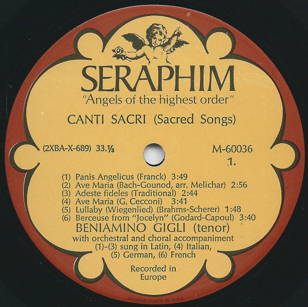 Beniamino Gigli : Canti Sacri (Sacred Songs) (Recorded 1932-47) (LP, Comp, Mono, Win)