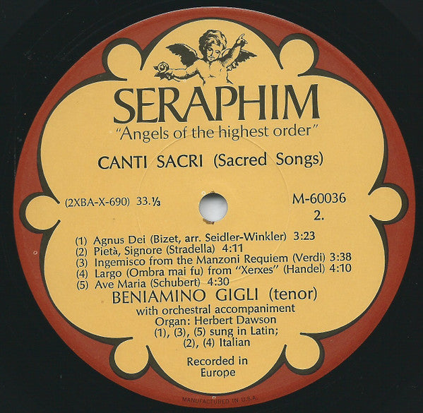 Beniamino Gigli : Canti Sacri (Sacred Songs) (Recorded 1932-47) (LP, Comp, Mono, Win)