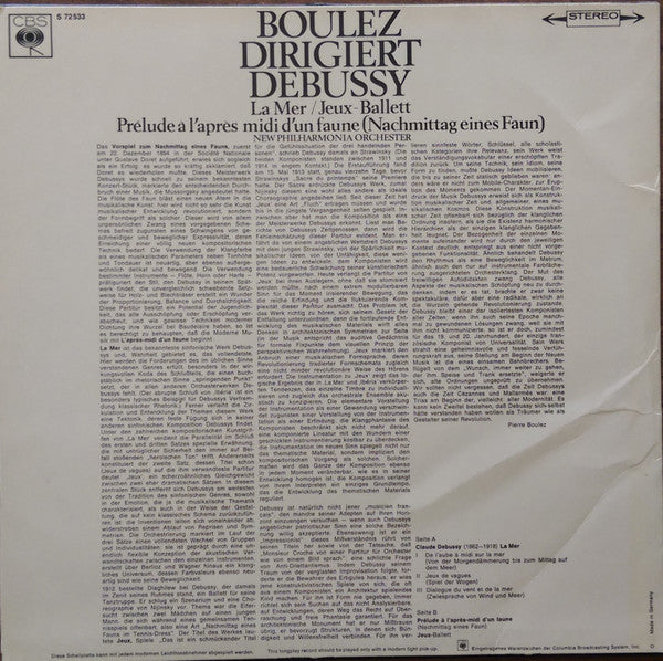 Pierre Boulez Dirigiert Claude Debussy : Boulez Dirigiert Debussy (LP, Album)