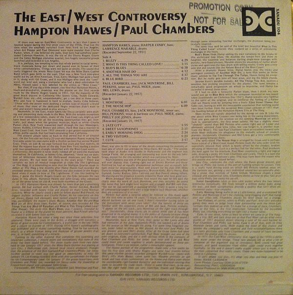 Hampton Hawes / Paul Chambers (3) : The East/West Controversy (LP, Album)