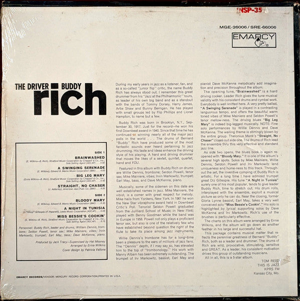 Buddy Rich : The Driver (LP, Album)