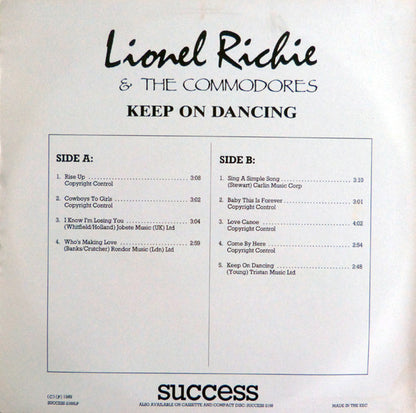 Lionel Richie & Commodores : Keep On Dancing (LP, Album, RE)