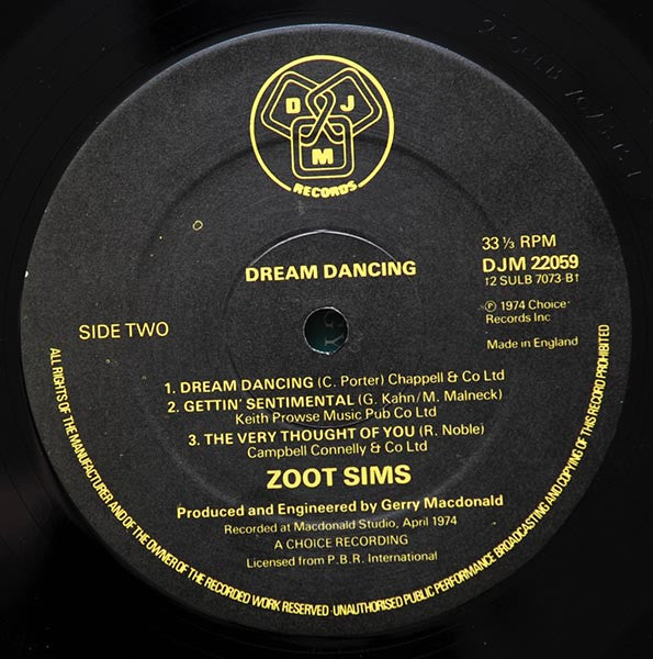 Zoot Sims : Dream Dancing (LP, Album, RE)