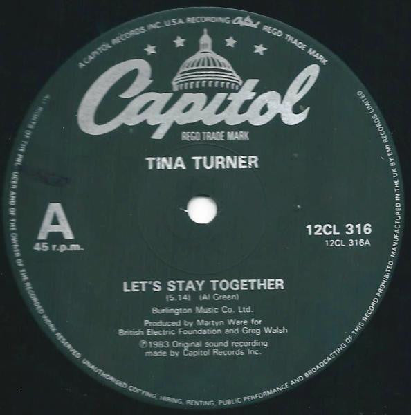 Tina Turner : Let's Stay Together (12", Single, Art)