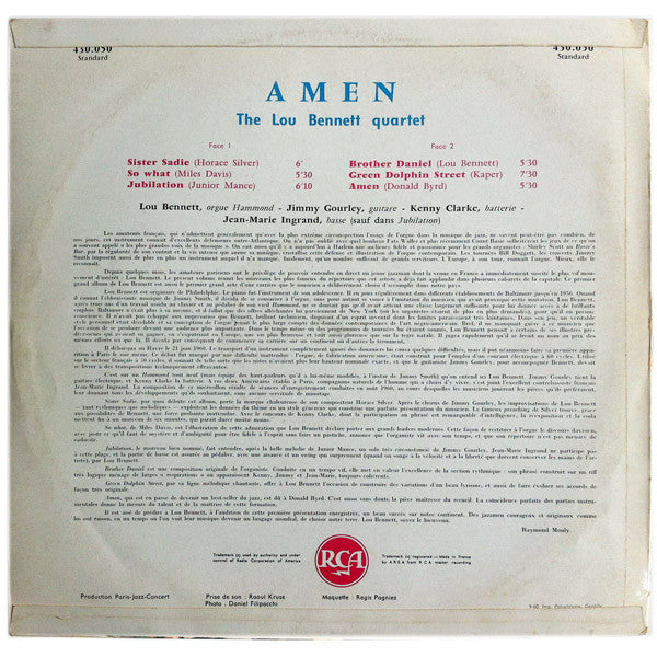 The Lou Bennett Quartet : Amen (LP, Album, Mono, Yel)