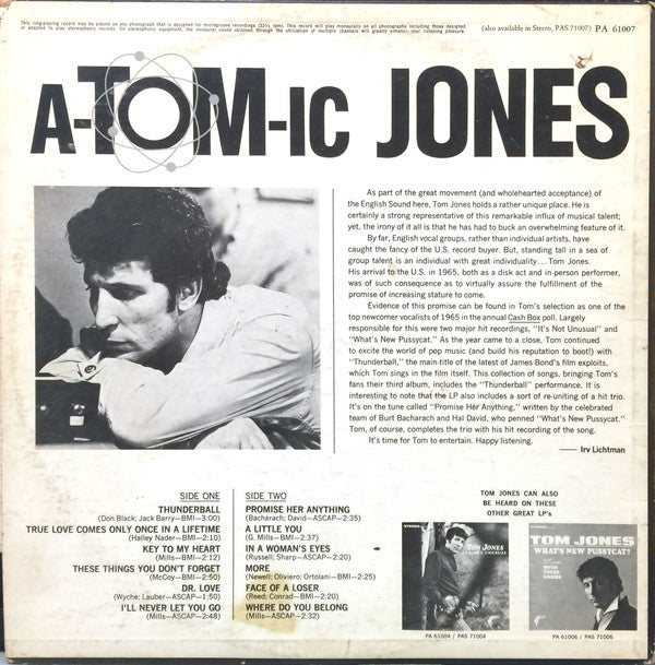 Tom Jones : A-tom-ic Jones (LP, Album, Mono)