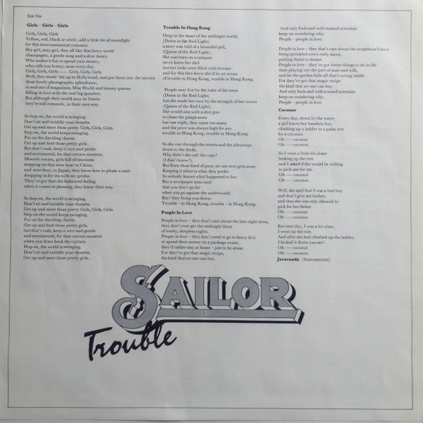 Sailor : Trouble (LP, Album, Ora)