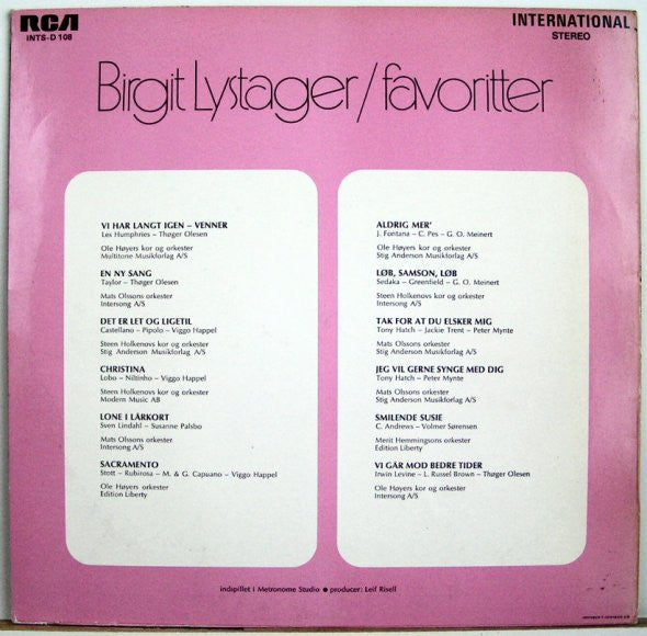 Birgit Lystager : Favoritter (LP, Album)