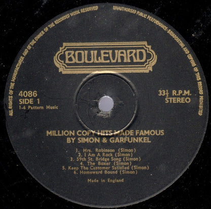 Alan Caddy Orchestra & Singers : Million Copy Hits Made Famous By Simon & Garfunkel (LP)