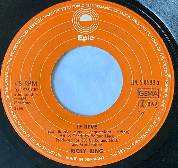 Ricky King : Le Rêve (7", Single, RP, 2nd)