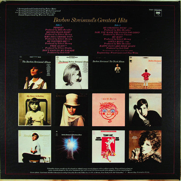 Barbra Streisand : Barbra Streisand's Greatest Hits (LP, Comp, RE)