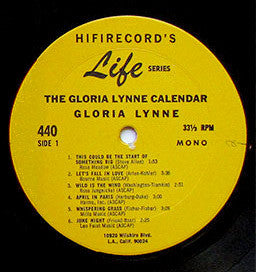 Gloria Lynne : The Gloria Lynne Calendar (LP, Album, Mono)