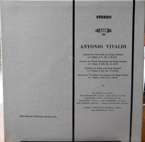 Antonio Vivaldi : Four Diverse Concerti  (LP)