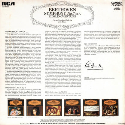 Ludwig Van Beethoven, The Chicago Symphony Orchestra, Fritz Reiner : Symphony No. 7 In A / Fidelio Overture (LP, RE)