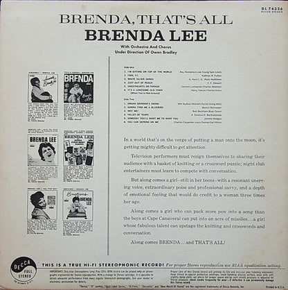 Brenda Lee : Brenda That's All (LP, Album)