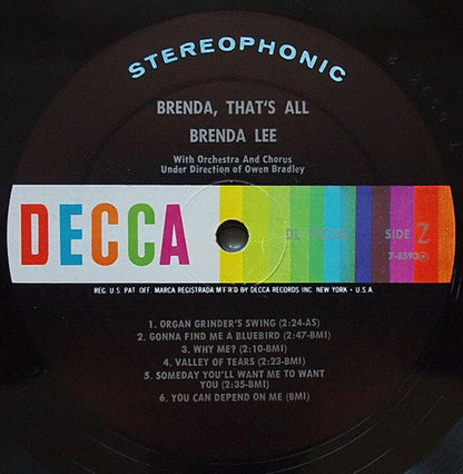 Brenda Lee : Brenda That's All (LP, Album)