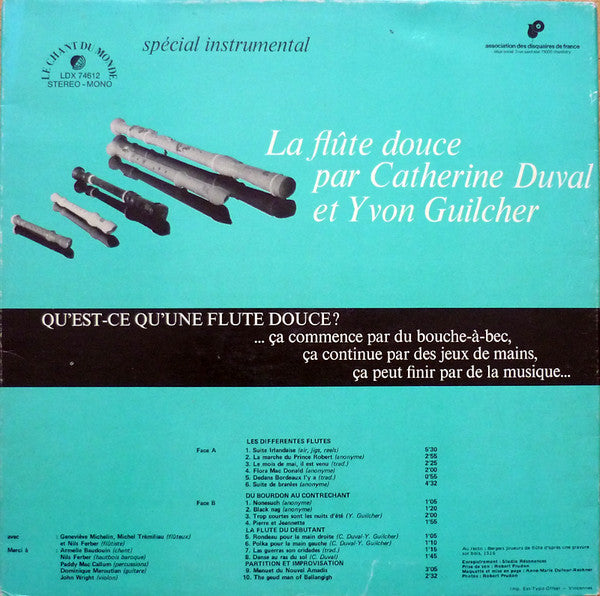 Catherine Duval, Yvon Guilcher : La Flûte Douce (LP, Album, Tri)