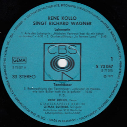 René Kollo, Staatskapelle Berlin, Otmar Suitner : Rene Kollo Singt Richard Wagner (2xLP)