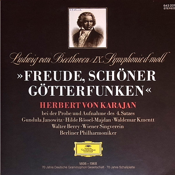 Ludwig van Beethoven / Herbert von Karajan - Gundula Janowitz · Hilde Rössel-Majdan · Waldemar Kmentt · Walter Berry · Wiener Singverein · Berliner Philharmoniker : IX. Symphonie D-Moll »Freude, Schöner Götterfunken« (Herbert Von Karajan Bei Der Probe Und Aufnahme Des 4. Satzes) (LP, Gat)