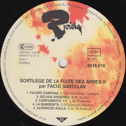 Facio Santillan : Sortilege De La Flute Des Andes Vol 2 (LP, Album, RE)