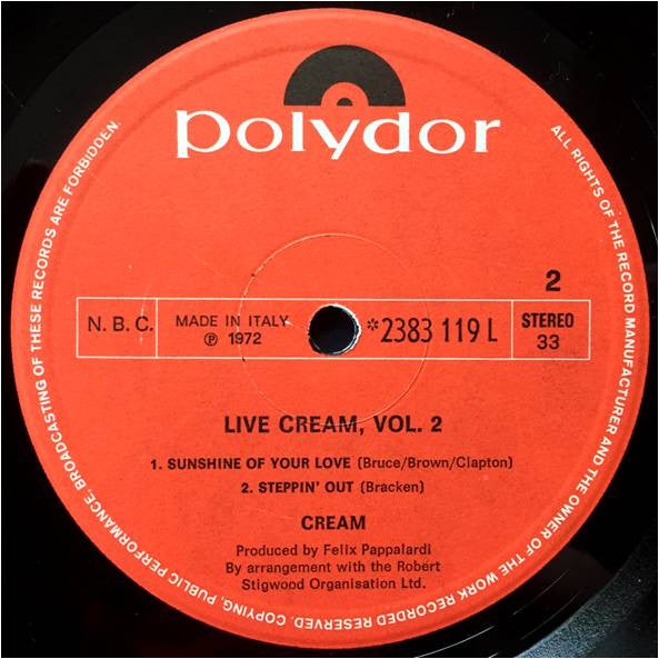 Cream (2) : Live Cream Volume II (LP, Album)