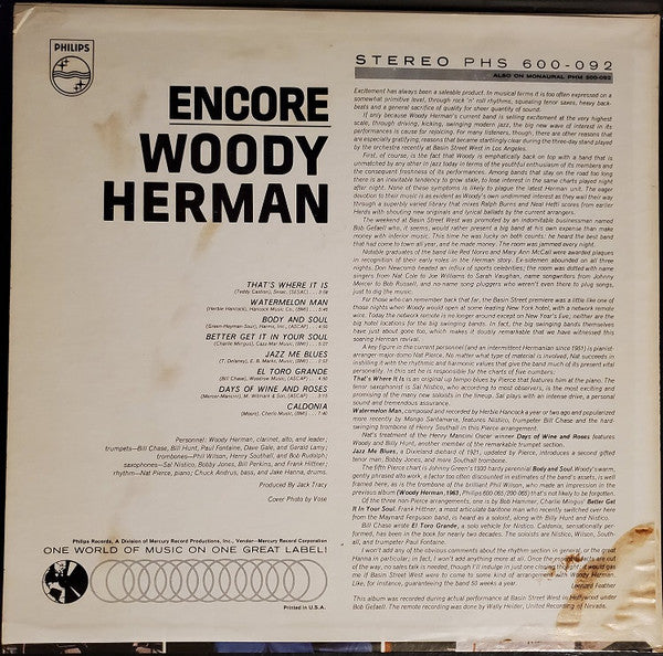 Woody Herman : Encore (LP, Album)