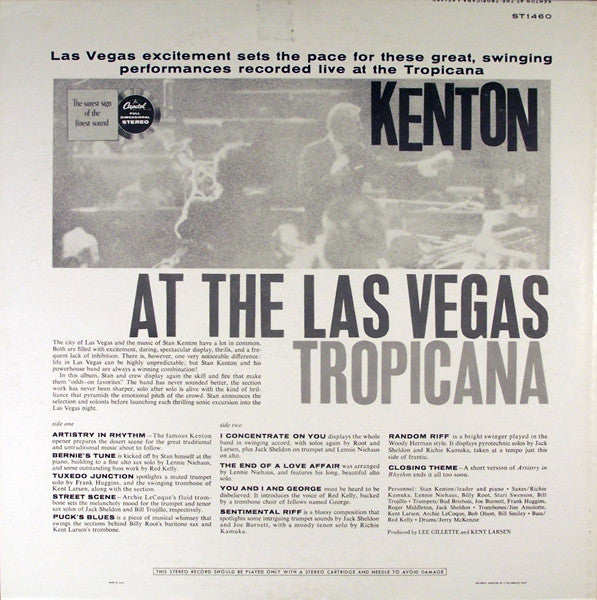 Stan Kenton : Kenton Live From The Las Vegas Tropicana (LP, Album)