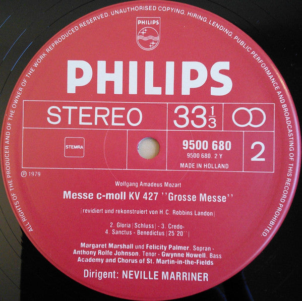 Wolfgang Amadeus Mozart, Chorus Of St Martin In The Fields & The Academy Of St. Martin-in-the-Fields, Sir Neville Marriner : Mass In C Minor K.427 "Grosse Messe" (LP)