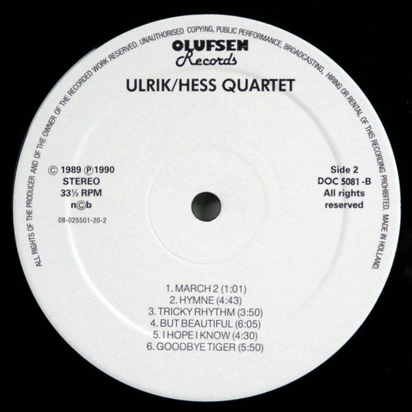 Ulrik/Hess Quartet : Ulrik/Hess Quartet (LP, Album)