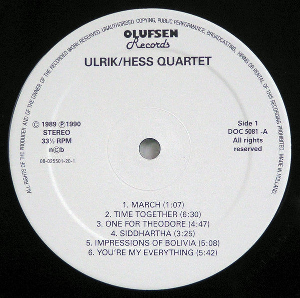 Ulrik/Hess Quartet : Ulrik/Hess Quartet (LP, Album)