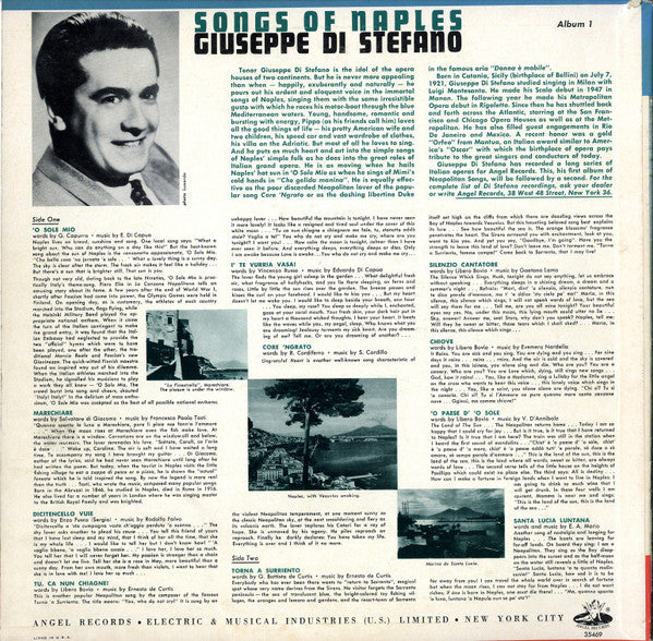 Giuseppe Di Stefano : Songs Of Naples, Album 1 (LP, Mono)