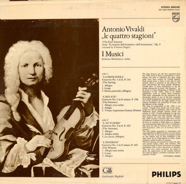 Antonio Vivaldi - Roberto Michelucci / I Musici : Le Quattro Stagioni (LP, Club)