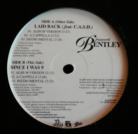 Fonzworth Bentley : Laid Back (12", Single, Promo)