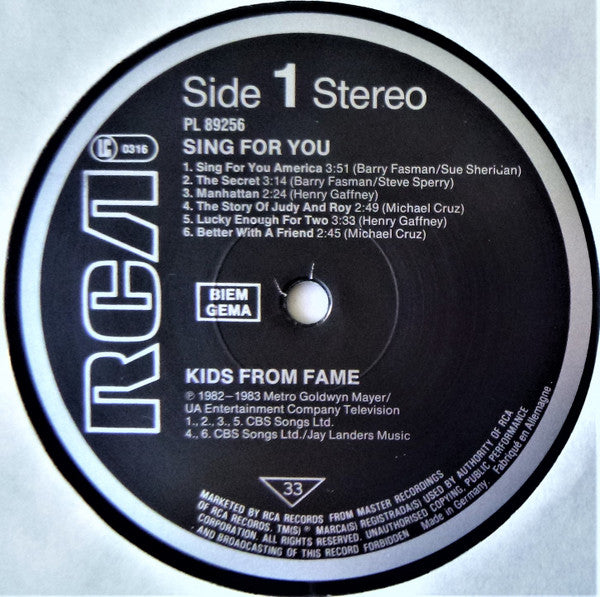 The Kids From Fame : Sing For You (LP)