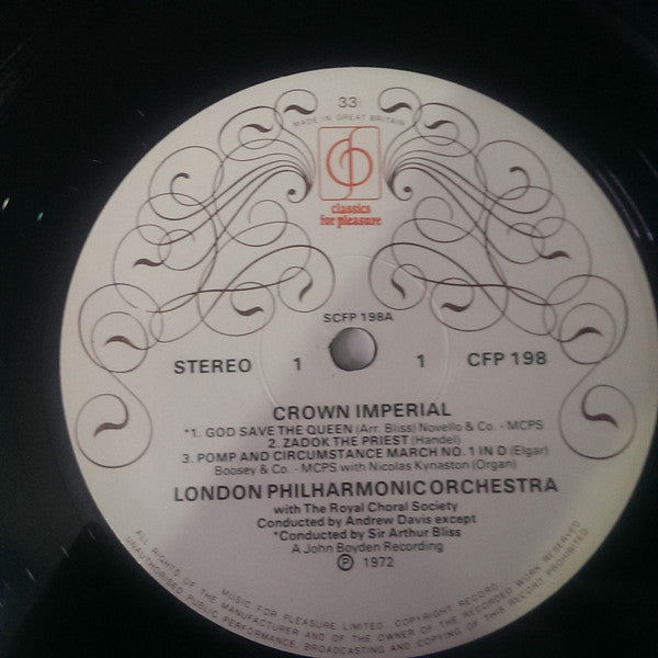 The Royal Choral Society, The London Philharmonic Orchestra, Andrew Davis, Arthur Bliss : Crown Imperial (LP)