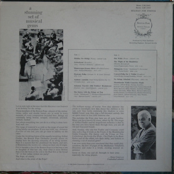 The Boston Pops Orchestra, Arthur Fiedler : Holiday For Strings (LP, Album)