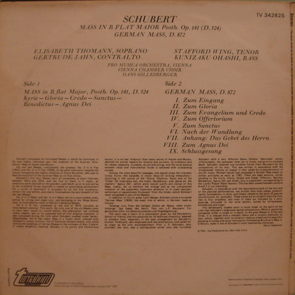 Franz Schubert, Vienna Pro Musica Orchestra, Wiener Kammerchor, Hans Gillesberger : Mass In B-Flat Major / Deutsche Messe (LP)