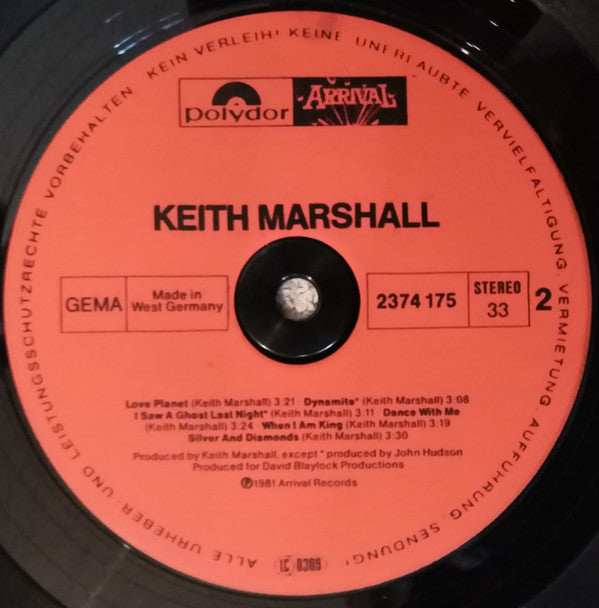 Keith Marshall : Keith Marshall (LP, Album)